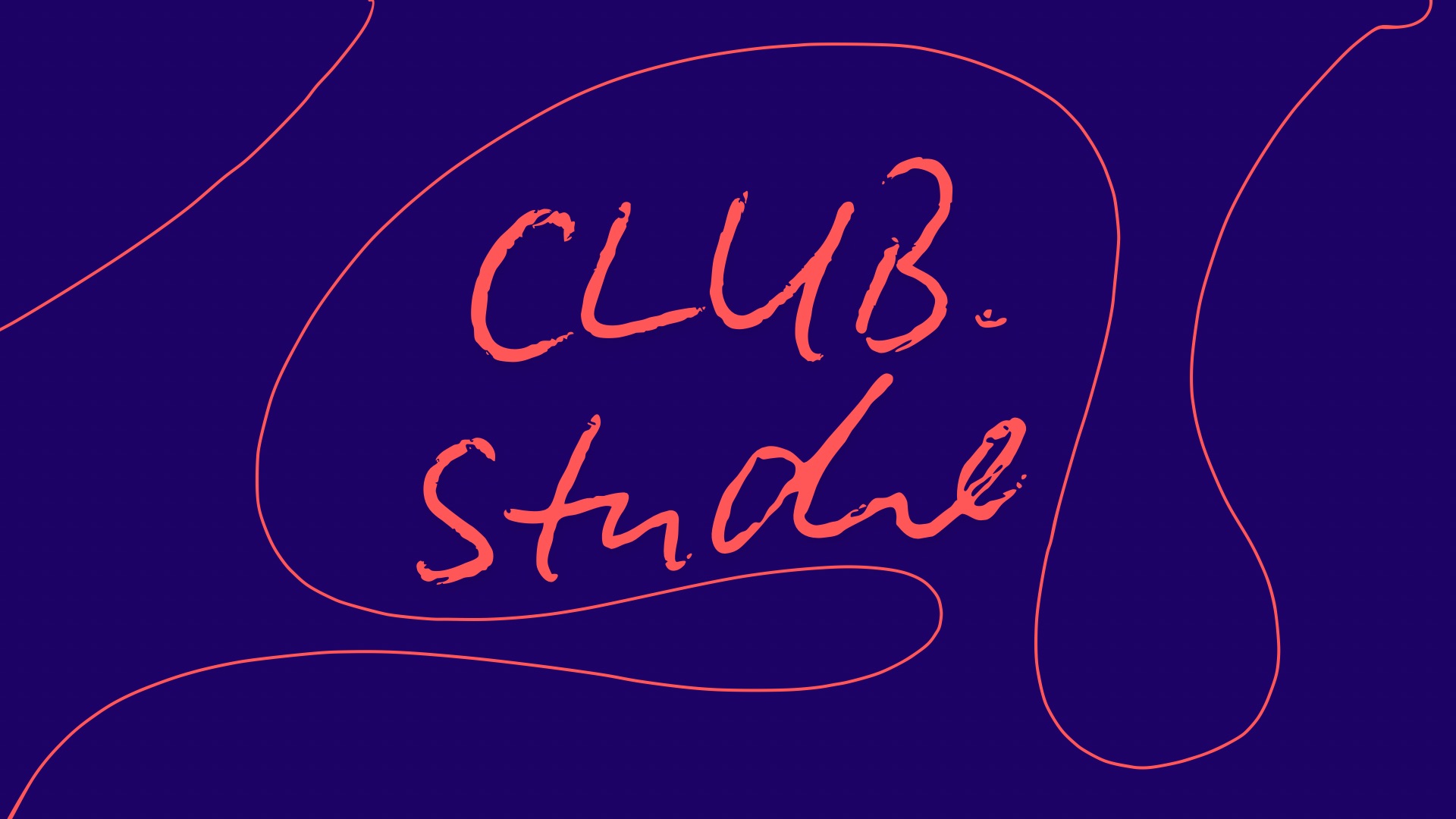 Ein dunkel lila Hintergrund auf dem in orange der Schriftzug „Clubstudie“ leuchtet und von feinen orangenen Lininen umrahmt ist.